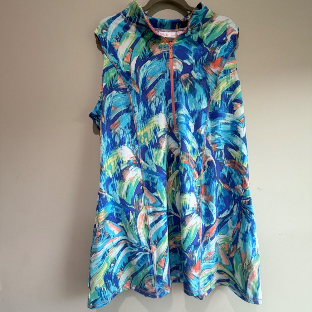 Belle Kim Gravel Sleeveless Quarter Zip Top Women 2XP Tropical Stretch Coastal